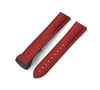HYUOIND 20mm 21mm 22mm Compatible With Omega Santos Cartier Swatch Universal Watchbands FKM Rubber Quick Release Strap With Folding Buckle(Red- Black Buckle,21mm)