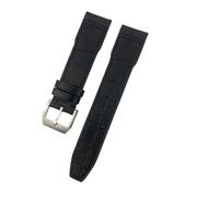 HYUOIND 20mm 21mm 22mm Cowhide Calfskin Leather Riveted Watchband Compatible With IWC Pilot PILOT'S WATCHES Black Brown Watch Strap Folding Buckle(Black Black,21mm)