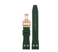 HYUOIND 20mm 21mm 22mm Nature Soft Fluororubber FKM Rubber Watchband Compatible With IWC Strap Big Pilot Portofino TOP Watch Band With Rivet(Green-rose,20mm)