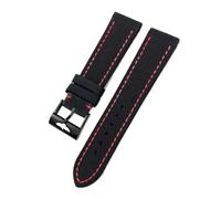 HYUOIND 21mm 22mm Canvas Nylon Watchband Compatible With Breitling Avenger Superocean Heritage Yellow Wolf Watch Strap Accessory(Black Red-Black,21mm)