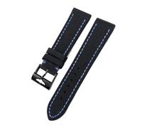 HYUOIND 21mm 22mm Canvas Nylon Watchband Compatible With Breitling Avenger Superocean Heritage Yellow Wolf Watch Strap Accessory(Black Blue-Black,22mm)