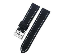 HYUOIND 21mm 22mm Canvas Nylon Watchband Compatible With Breitling Avenger Superocean Heritage Yellow Wolf Watch Strap Accessory(Black White-Silver,22mm)