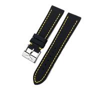 HYUOIND 21mm 22mm Canvas Nylon Watchband Compatible With Breitling Avenger Superocean Heritage Yellow Wolf Watch Strap Accessory(Black Yellow-Silver,21mm)