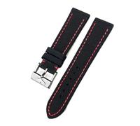 HYUOIND 21mm 22mm Canvas Nylon Watchband Compatible With Breitling Avenger Superocean Heritage Yellow Wolf Watch Strap Accessory(Black Red-Silver,21mm)