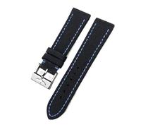 HYUOIND 21mm 22mm Canvas Nylon Watchband Compatible With Breitling Avenger Superocean Heritage Yellow Wolf Watch Strap Accessory(Black Blue-Silver,22mm)
