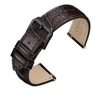 HYUOIND Bamboo Pattern Top Grain Leather Watch Band,16/18/19/20/22/24mm,Business Strap Compatible With Men, Watchbands Accessories(Dark Brown-Black,18mm)