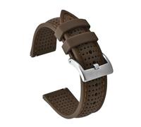 HYUOIND Breathable Rubber Strap 18mm 20mm 22mm Quick Release Silicone Sports Band Universal Bracelet Compatible With Tissot Omega(All Brown-Silver,20mm)