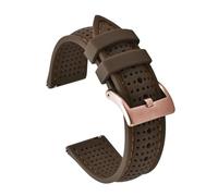 HYUOIND Breathable Rubber Strap 18mm 20mm 22mm Quick Release Silicone Sports Band Universal Bracelet Compatible With Tissot Omega(All Brown-Rose Gold,20mm)