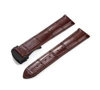 HYUOIND Calfskin Leather Watch Strap Replacement Compatible With Omega Seamaster 300 007 19/20/21/22mm Folding Clasp Durable Comfortable(Brown-Black Buckle,19mm)