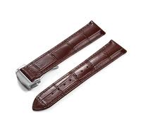 HYUOIND Calfskin Leather Watch Strap Replacement Compatible With Omega Seamaster 300 007 19/20/21/22mm Folding Clasp Durable Comfortable(Brown-Silver Buckle,20mm)