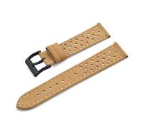 HYUOIND Compatible With Breathable Cowhide Watch Strap 18mm 20mm 22mm Matte Wax Band Men Women Universal Bracelet Accessories(Khaki-Black,20mm)
