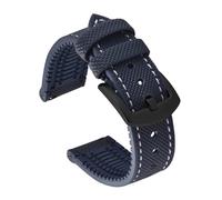 HYUOIND Compatible With Breitling Omega IWC Mark Sailcloth Nylon FKM Rubber Bottom Watch Strap 18/20/22/24mm Qucik Release Strap Men Women Bracelet(Blue White-Black,22mm)