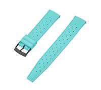 HYUOIND Compatible With FKM Rubber Straps 18mm 19mm 20mm 21mm 22mm 23mm 24mm Quick Release Perfect Fit Flat End Universal Watch Strap(FKM-Cyan Black,23mm)