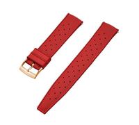 HYUOIND Compatible With FKM Rubber Straps 18mm 19mm 20mm 21mm 22mm 23mm 24mm Quick Release Perfect Fit Flat End Universal Watch Strap(FKM-Red Gold,18mm)