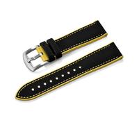 HYUOIND Compatible With Longine Ghost Hamilton Series Nylon FKM Rubber Bottom Watch Strap 18-20-22-24mm Strap Soft Wrist Band(Black Yellow 1,18mm)