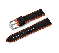 HYUOIND Compatible With Longine Ghost Hamilton Series Nylon FKM Rubber Bottom Watch Strap 18-20-22-24mm Strap Soft Wrist Band(Black Orange 1,18mm)