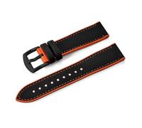 HYUOIND Compatible With Longine Ghost Hamilton Series Nylon FKM Rubber Bottom Watch Strap 18-20-22-24mm Strap Soft Wrist Band(Black Orange 2,22mm)