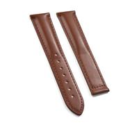 HYUOIND Compatible With Omega Seamaster Bamboo Leather Strap Folding Buckle 19mm 20mm 21mm 22mm Compatible With Omega AT150 Speedmaster DE Cow Leather Wristband(2Brown-No Buckle,19mm)