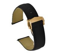 HYUOIND Compatible With Omega Seamaster Bamboo Leather Strap Folding Buckle 19mm 20mm 21mm 22mm Compatible With Omega AT150 Speedmaster DE Cow Leather Wristband(2Black-Gold Buckle,21mm)