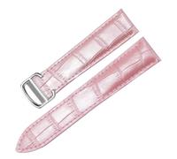 HYUOIND Compatible With Square Must London Santos Key Series Bucket Fold Buckle Cowhide Watch Strap 14/16/17/18/20/22/23/24/25mm(Pink,24mm)