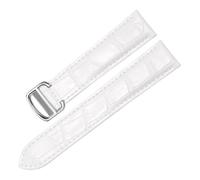 HYUOIND Compatible With Square Must London Santos Key Series Bucket Fold Buckle Cowhide Watch Strap 14/16/17/18/20/22/23/24/25mm(White,24mm)