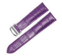 HYUOIND Compatible With Square Must London Santos Key Series Bucket Fold Buckle Cowhide Watch Strap 14/16/17/18/20/22/23/24/25mm(Purple,24mm)