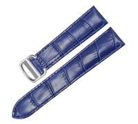 HYUOIND Compatible With Square Must London Santos Key Series Bucket Fold Buckle Cowhide Watch Strap 14/16/17/18/20/22/23/24/25mm(Blue,23mm)
