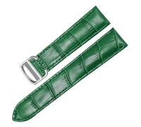 HYUOIND Compatible With Square Must London Santos Key Series Bucket Fold Buckle Cowhide Watch Strap 14/16/17/18/20/22/23/24/25mm(Green,17mm)