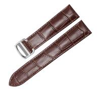 HYUOIND Compatible With Square Must London Santos Key Series Bucket Fold Buckle Cowhide Watch Strap 14/16/17/18/20/22/23/24/25mm(Brown,24mm)
