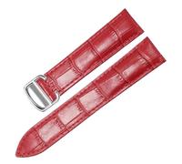 HYUOIND Compatible With Square Must London Santos Key Series Bucket Fold Buckle Cowhide Watch Strap 14/16/17/18/20/22/23/24/25mm(Red,25mm)
