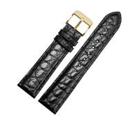 HYUOIND Crocodile Leather Watch Strap Compatible With Tissot Compatible With Longines Compatible With Omega Compatible With Mido Bracelet Men(Black-gold A,14mm-width)