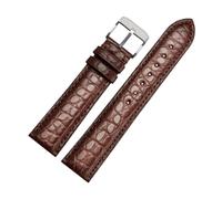 HYUOIND Crocodile Leather Watch Strap Compatible With Tissot Compatible With Longines Compatible With Omega Compatible With Mido Bracelet Men(Brown-silver A,14mm-width)