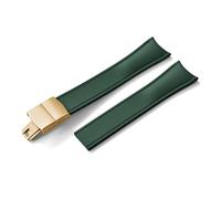 HYUOIND Design Curved End CTS FKM Rubber Watch Strap 20mm 22mm Quick Release Butterfly Buckle Adjustable Sport Band Compatible With Men Women(Green-Gold,22mm)