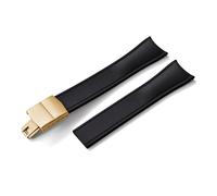 HYUOIND Design Curved End CTS FKM Rubber Watch Strap 20mm 22mm Quick Release Butterfly Buckle Adjustable Sport Band Compatible With Men Women(Black-Gold Buckle,20mm)