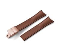 HYUOIND Design Curved End CTS FKM Rubber Watch Strap 20mm 22mm Quick Release Butterfly Buckle Adjustable Sport Band Compatible With Men Women(Brown-Rose Gold,22mm)