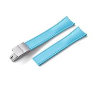HYUOIND Design Curved End CTS FKM Rubber Watch Strap 20mm 22mm Quick Release Butterfly Buckle Adjustable Sport Band Compatible With Men Women(Sky Blue-Silver,20mm)