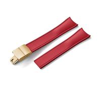 HYUOIND Design Curved End CTS FKM Rubber Watch Strap 20mm 22mm Quick Release Butterfly Buckle Adjustable Sport Band Compatible With Men Women(Red-Gold Buckle,22mm)