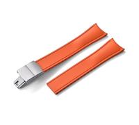 HYUOIND Design Curved End CTS FKM Rubber Watch Strap 20mm 22mm Quick Release Butterfly Buckle Adjustable Sport Band Compatible With Men Women(Orange-Silver Buckle,22mm)