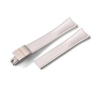 HYUOIND Design Curved End CTS FKM Rubber Watch Strap 20mm 22mm Quick Release Butterfly Buckle Adjustable Sport Band Compatible With Men Women(White-Silver Buckle,22mm)