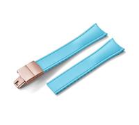 HYUOIND Design Curved End CTS FKM Rubber Watch Strap 20mm 22mm Quick Release Butterfly Buckle Adjustable Sport Band Compatible With Men Women(Sky Blue-Rose Gold,20mm)