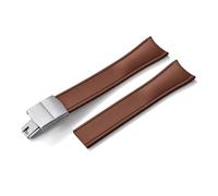 HYUOIND Design Curved End CTS FKM Rubber Watch Strap 20mm 22mm Quick Release Butterfly Buckle Adjustable Sport Band Compatible With Men Women(Brown-Silver,20mm)