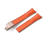 HYUOIND Design Curved End CTS FKM Rubber Watch Strap 20mm 22mm Quick Release Butterfly Buckle Adjustable Sport Band Compatible With Men Women(Orange-Rose Gold,22mm)