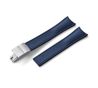 HYUOIND Design Curved End CTS FKM Rubber Watch Strap 20mm 22mm Quick Release Butterfly Buckle Adjustable Sport Band Compatible With Men Women(Blue-Silver Buckle,20mm)