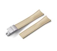 HYUOIND Design Curved End CTS FKM Rubber Watch Strap 20mm 22mm Quick Release Butterfly Buckle Adjustable Sport Band Compatible With Men Women(Khaki-Silver Buckle,22mm)