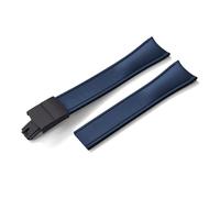 HYUOIND Design Curved End CTS FKM Rubber Watch Strap 20mm 22mm Quick Release Butterfly Buckle Adjustable Sport Band Compatible With Men Women(Blue-Black Buckle,22mm)