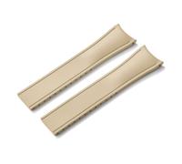 HYUOIND FKM Rubber Watch Band 20mm 22mm Curved CTS Strap Quick Release Butterfly Buckle Cut to Size Compatible With Omega Swatch(Khaki-No Buckle,22mm)