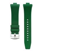 HYUOIND Fluoro Rubber Strap Compatible With Citizen NJ0150 NJ0151 0155 Stainless Buckle Quick Release FKM Sport Watch Band 9mm(Green Silver)