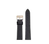 HYUOIND Leather Watch Strap Of The Watchband Compatible With Hermes 14/16/18/20mm Fashionable Comfortable Soft Cowhide Women Bracelet(Black white-rosegold,16mm)
