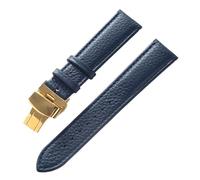 HYUOIND Leather watch with green soft cowhide men's and women's watch accessories substitute Compatible With Longines Tissot dw strap accessories(Dark blue gold,19)