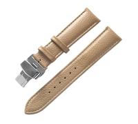 HYUOIND Leather watch with green soft cowhide men's and women's watch accessories substitute Compatible With Longines Tissot dw strap accessories(Beige,15)